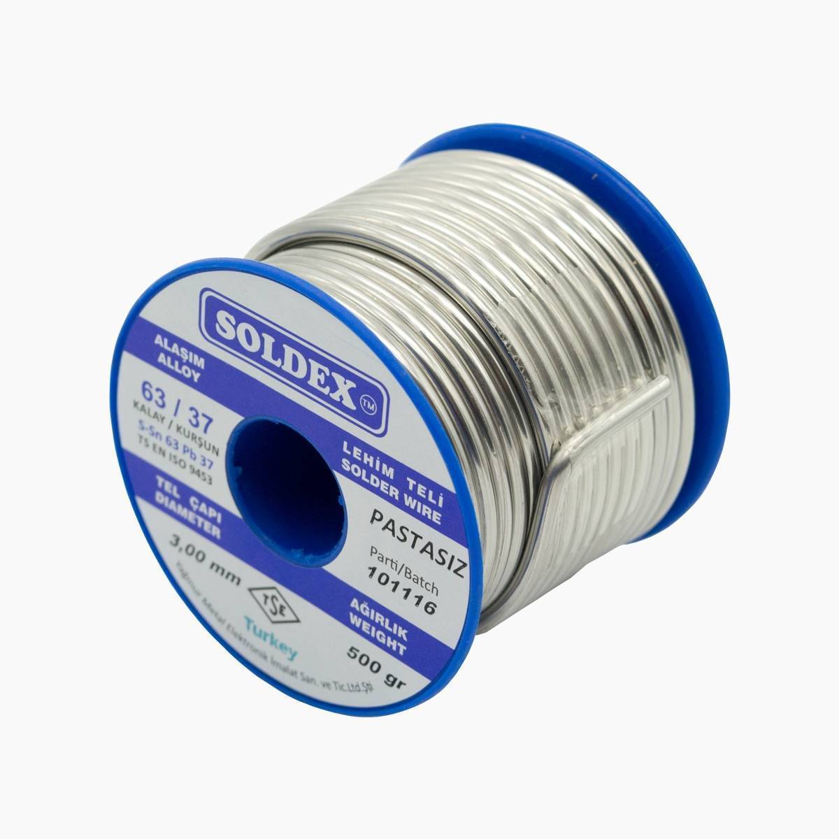 big_6337-vitray_1485868631 Soldex Sn63 Pb37 Pastasız Vitray Lehim Teli 3 mm 500 g – 63/37 Kalay Kurşun - Görsel 1